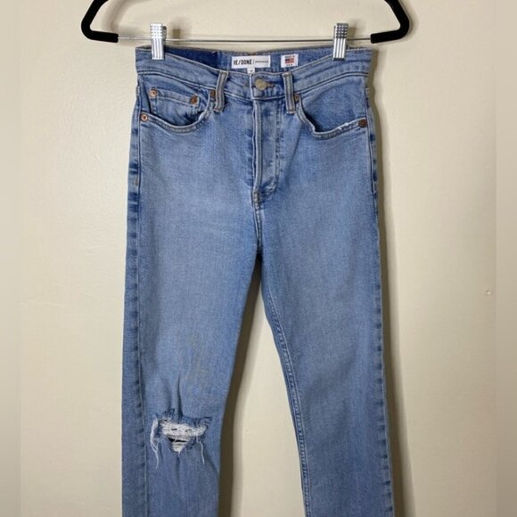 Re/Done High Rise Stovepipe Jeans - Picture 3 of 7